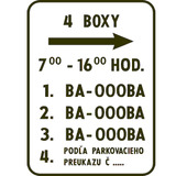 Dodatková tabuľka pre vyhradené parkovanie